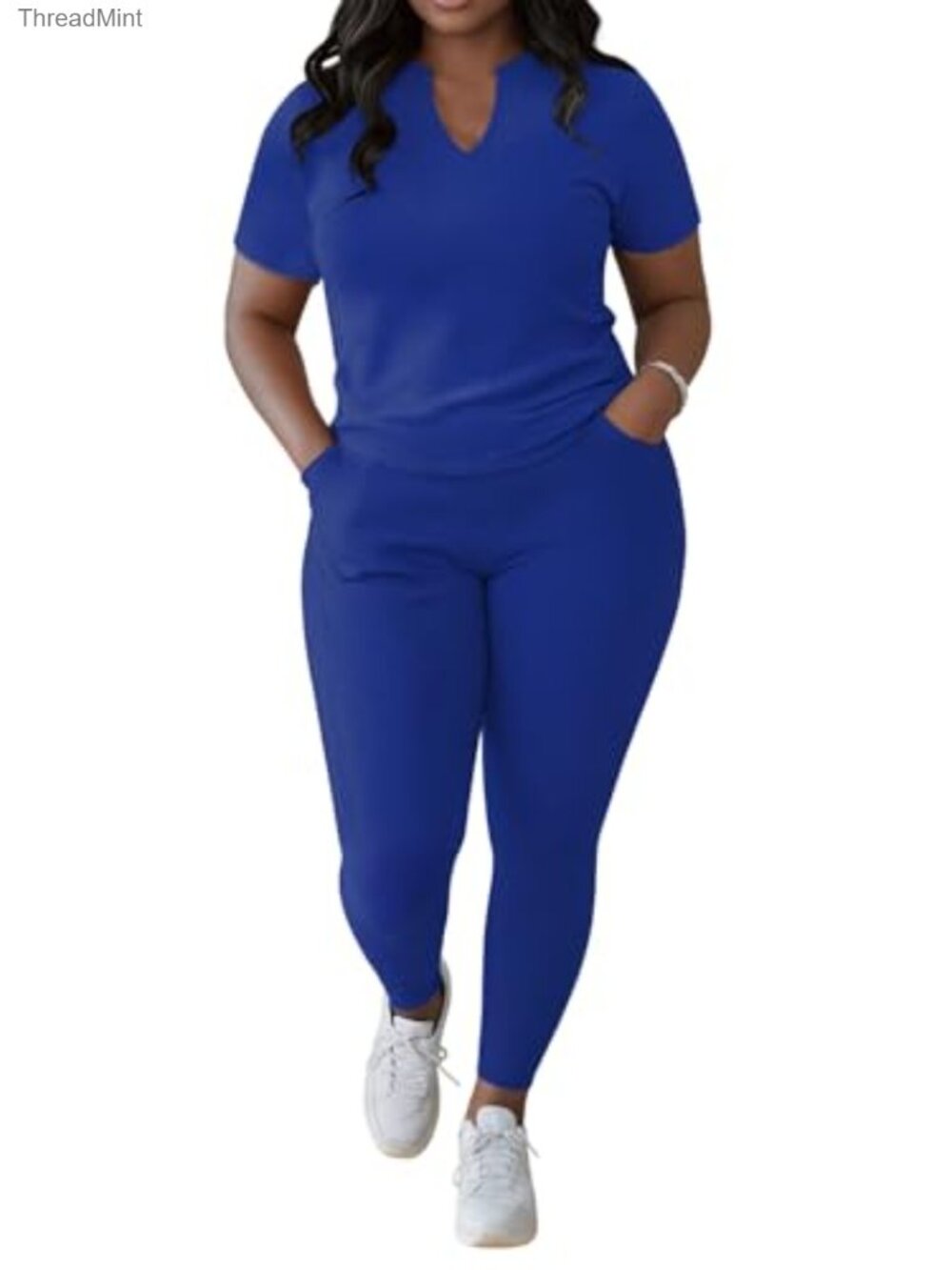 Women's 2 Piece Lounge Set V Neck Short Sleeve Top & Long Pants Casual Vacation
